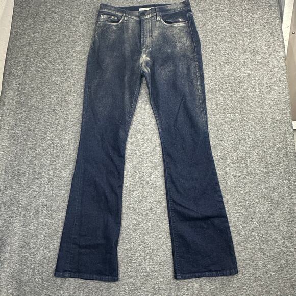 Hudson Jeans Womens 32 Barbara Bootcut Dark Blue with Gold Dust Festival Stretch - Picture 1 of 7